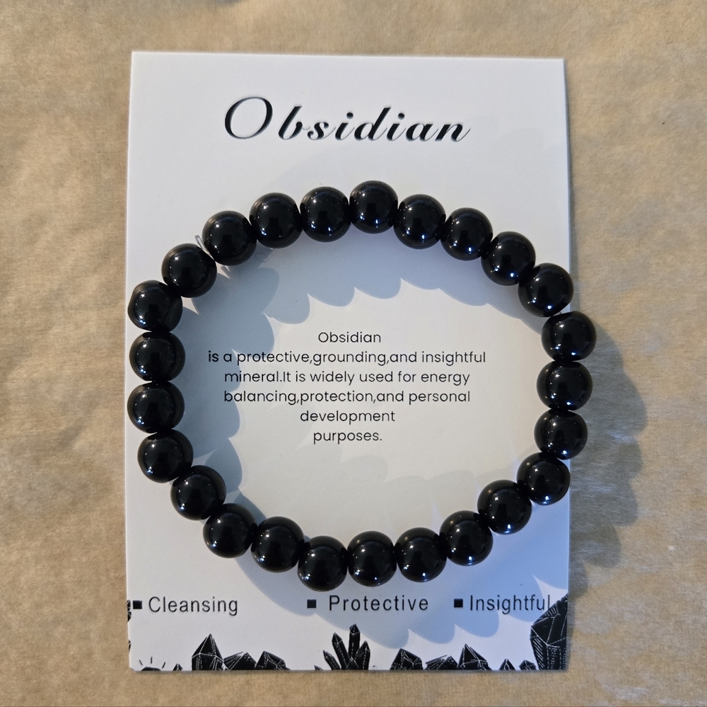 Natural Stone Obsidian Bracelet Men Women Handmade Giftable